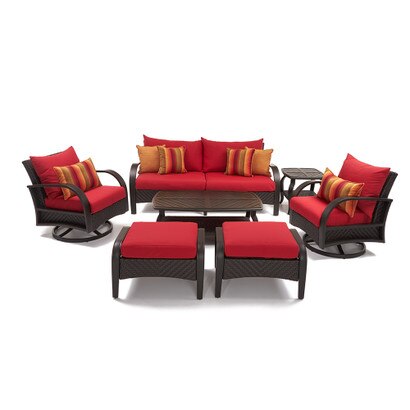 Barcelo™ 7 Piece Sunbrella® Outdoor Motion Club Seating Set - Sunset Red