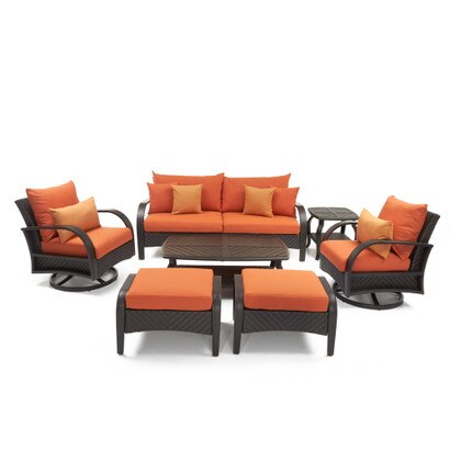 Barcelo™ 7 Piece Sunbrella® Outdoor Motion Club Seating Set - Tikka Orange