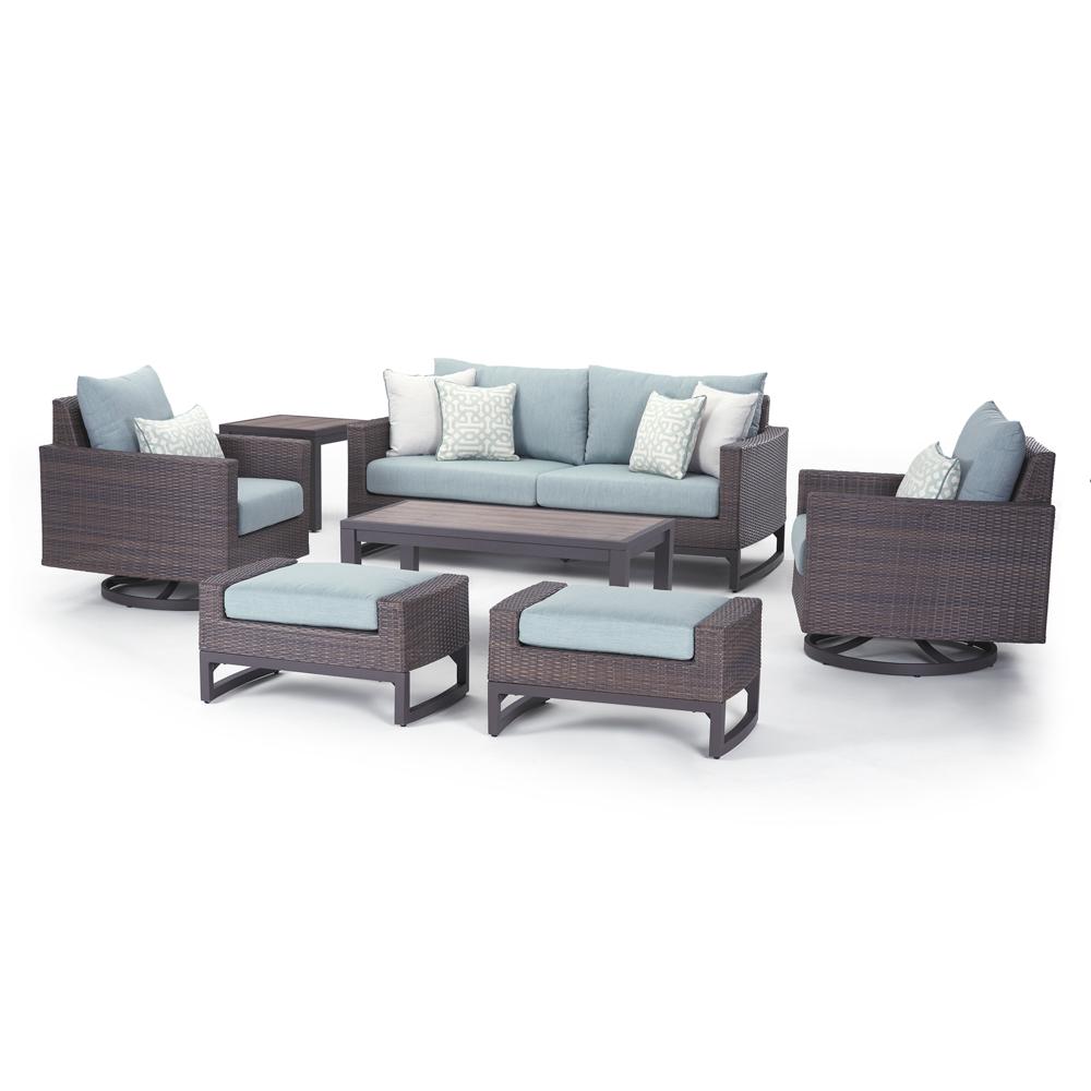 Milea™ 7 Piece Sunbrella® Outdoor Motion Seating Set - Mist Blue