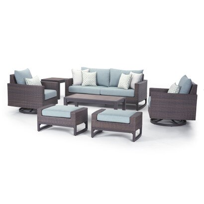 Milea™ 7 Piece Sunbrella® Outdoor Motion Seating Set - Mist Blue