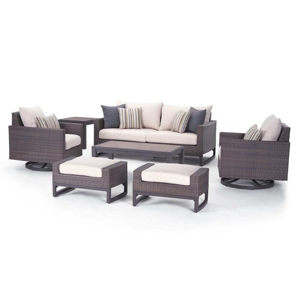 Milea™ 7 Piece Sunbrella® Outdoor Motion Seating Set - Natural Beige