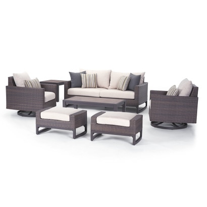 Milea™ 7 Piece Sunbrella® Outdoor Motion Seating Set - Natural Beige