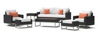 Milo™ Espresso 7 Piece Sunbrella® Outdoor Motion Deep Seating Set - Cast Coral