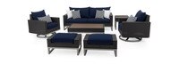 Milo™ Espresso 7 Piece Sunbrella® Outdoor Motion Deep Seating Set - Navy Blue