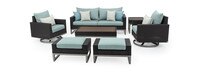 Milo™ Espresso 7 Piece Sunbrella® Outdoor Motion Deep Seating Set - Spa Blue
