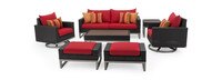 Milo™ Espresso 7 Piece Sunbrella® Outdoor Motion Deep Seating Set - Sunset Red