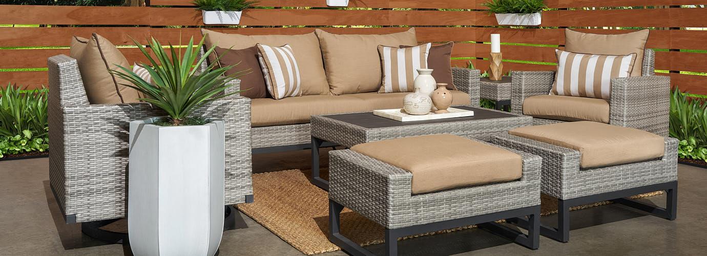 Milo Sunbrella Outdoor Motion Deep Seating Set - Thumbnail 5