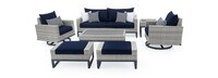 Milo™ Gray 7 Piece Sunbrella® Outdoor Motion Deep Seating Set - Navy Blue
