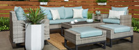 Milo™ Gray 7 Piece Sunbrella® Outdoor Motion Deep Seating Set - Spa Blue