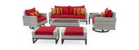 Milo™ Gray 7 Piece Sunbrella® Outdoor Motion Deep Seating Set - Sunset Red