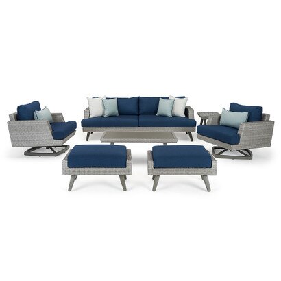 Portofino® Casual 7 Piece Sunbrella® Outdoor Motion Seating Set - Laguna Blue