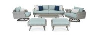 Portofino® Casual 7 Piece Sunbrella® Outdoor Motion Seating Set - Spa Blue
