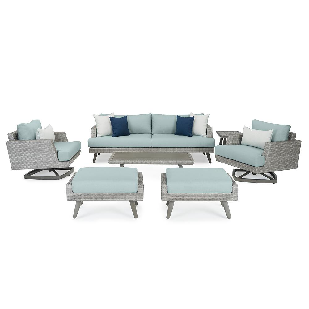 Portofino® Casual 7 Piece Sunbrella® Outdoor Motion Seating Set - Spa Blue