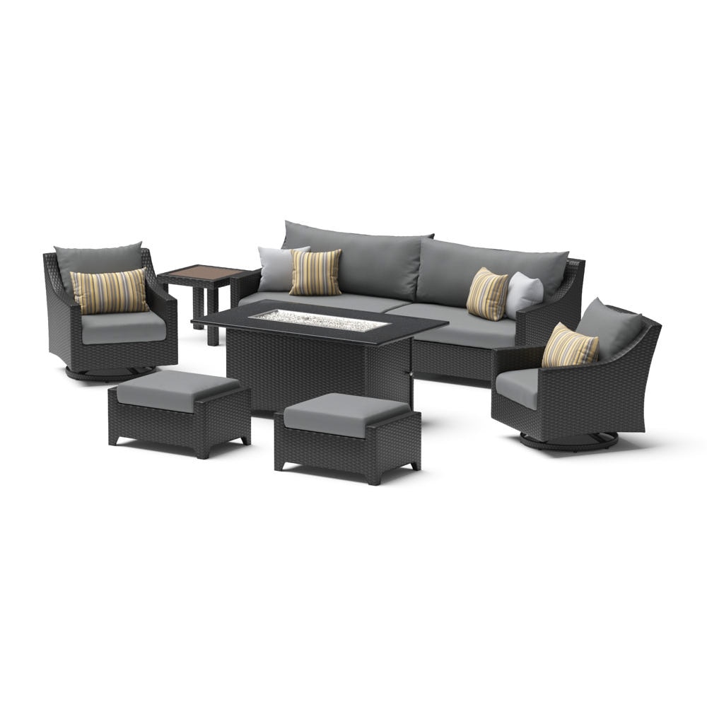 Deco 8 Piece Sunbrella® Outdoor Motion Fire Set - Charcoal Gray