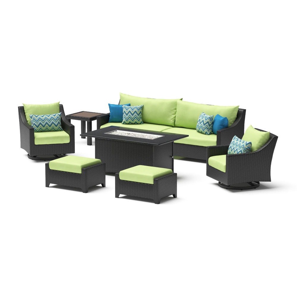 Deco 8 Piece Sunbrella® Outdoor Motion Fire Set - Ginkgo Green