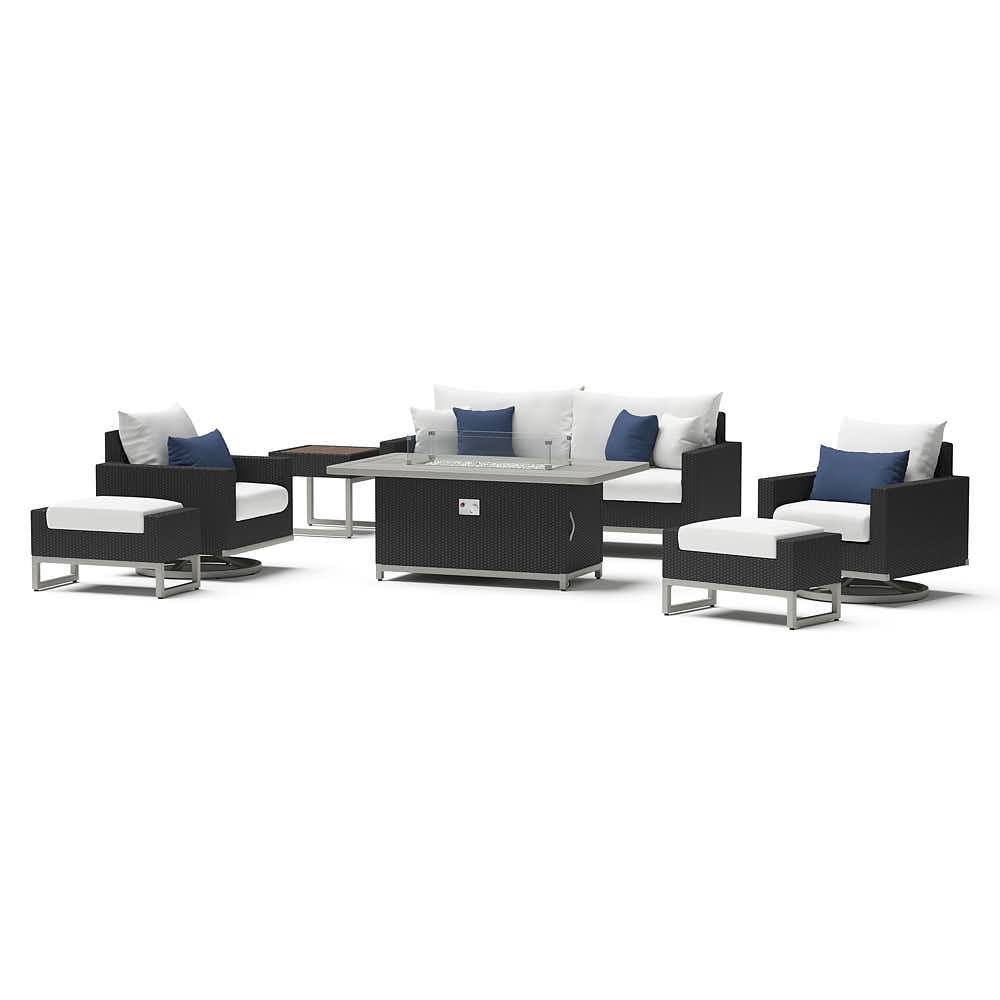 Milo™ Espresso 7 Piece Sunbrella® Outdoor Motion Fire Set - Bliss Ink