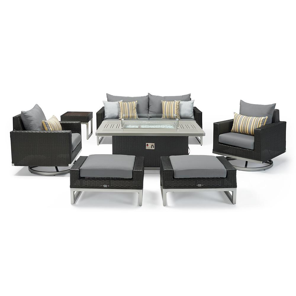 Milo™ Espresso 7 Piece Sunbrella® Outdoor Motion Fire Set - Charcoal Gray