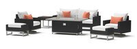 Milo™ Espresso 7 Piece Sunbrella® Outdoor Motion Fire Set - Cast Coral