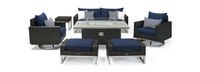 Milo™ Espresso 7 Piece Sunbrella® Outdoor Motion Fire Set - Navy Blue