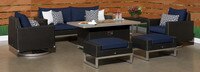 Milo™ Espresso 7 Piece Sunbrella® Outdoor Motion Fire Set - Navy Blue
