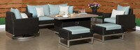 Milo™ Espresso 7 Piece Sunbrella® Outdoor Motion Fire Set - Navy Blue