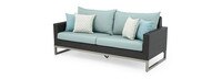 Milo™ Espresso 7 Piece Sunbrella® Outdoor Motion Fire Set - Spa Blue
