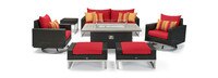 Milo™ Espresso 7 Piece Sunbrella® Outdoor Motion Fire Set - Sunset Red