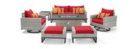 Milo™ Gray 7 Piece Motion Fire Set - Sunset Red