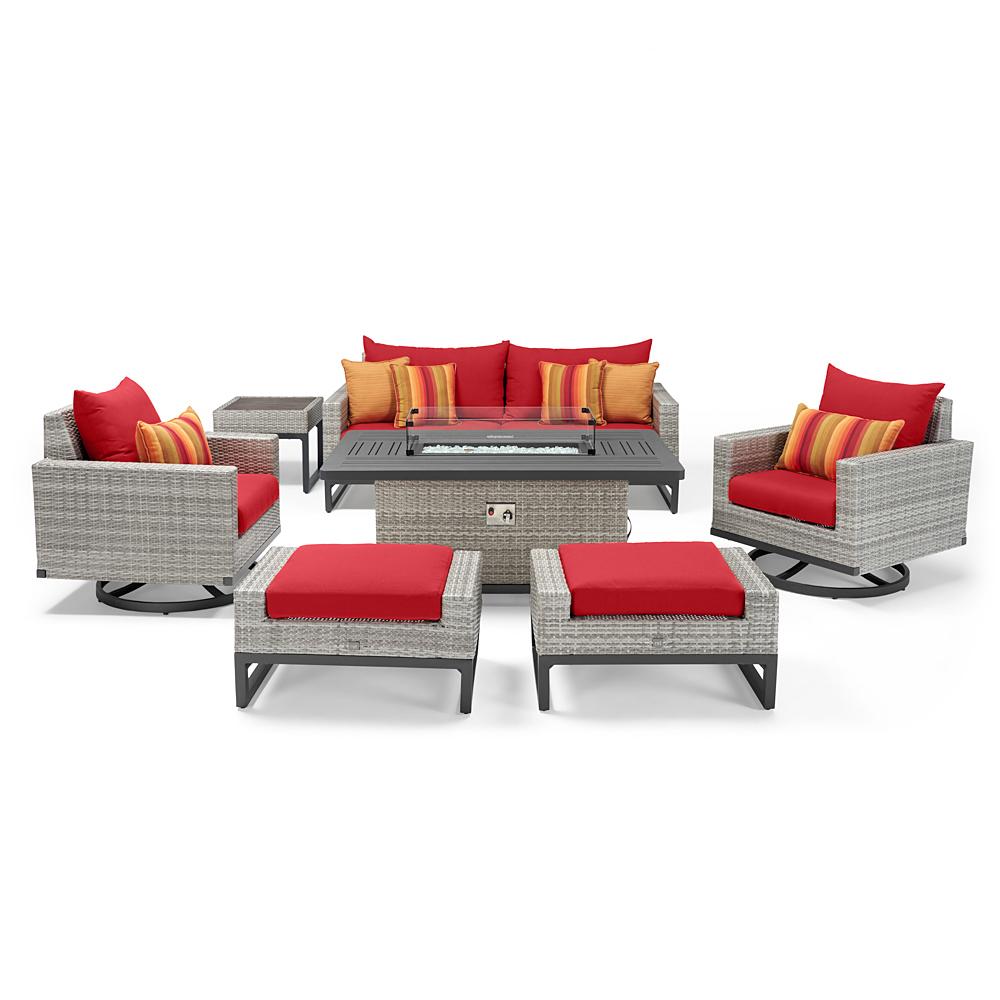 Milo™ Gray 7 Piece Motion Fire Set - Sunset Red