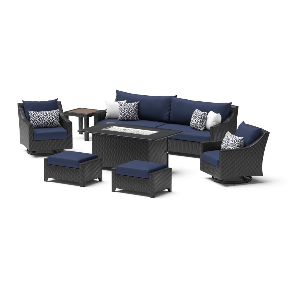 Deco 8 Piece Sunbrella® Outdoor Motion Fire Set - Navy Blue