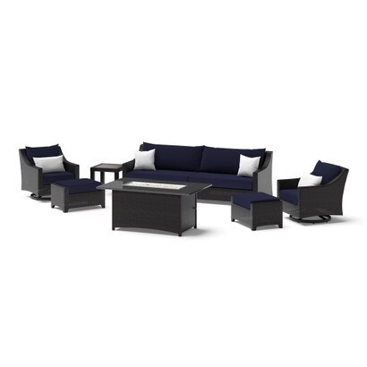 Deco™ 8 Piece Sunbrella Outdoor Motion Fire Set - Navy Blue