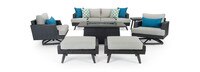 Portofino® Casual 7 Piece Sunbrella® Outdoor Motion Fire Seating Set - Dove Gray