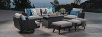 Portofino® Casual 7 Piece Sunbrella® Outdoor Motion Fire Seating Set - Dove Gray