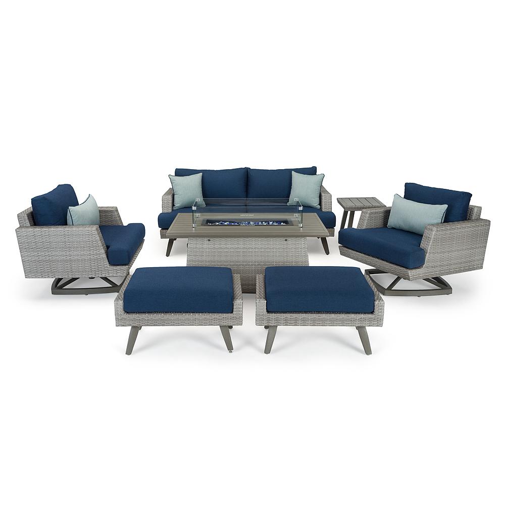 Portofino® Casual 7 Piece Sunbrella® Outdoor Motion Fire Seating Set - Laguna Blue