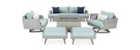 Portofino® Casual 7 Piece Sunbrella® Outdoor Motion Fire Seating Set - Spa