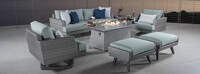 Portofino® Casual 7 Piece Sunbrella® Outdoor Motion Fire Seating Set - Spa