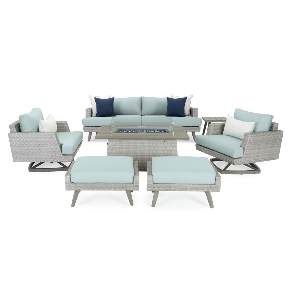 Portofino® Casual 7 Piece Sunbrella® Outdoor Motion Fire Seating Set - Spa