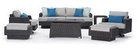 Portofino® Repose 7 Piece Sunbrella® Outdoor Motion Fire Seating Set - Dove