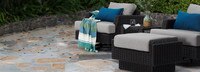 Portofino® Repose 7 Piece Sunbrella® Outdoor Motion Fire Seating Set - Dove