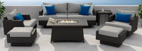 Portofino® Repose 7 Piece Sunbrella® Outdoor Motion Fire Seating Set - Dove