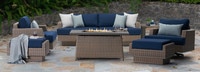 Portofino® Repose 7 Piece Sunbrella® Outdoor Motion Fire Seating Set - Laguna Blue