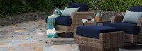 Portofino® Repose 7 Piece Sunbrella® Outdoor Motion Fire Seating Set - Laguna Blue