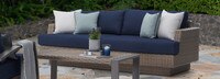Portofino® Repose 7 Piece Sunbrella® Outdoor Motion Fire Seating Set - Laguna Blue