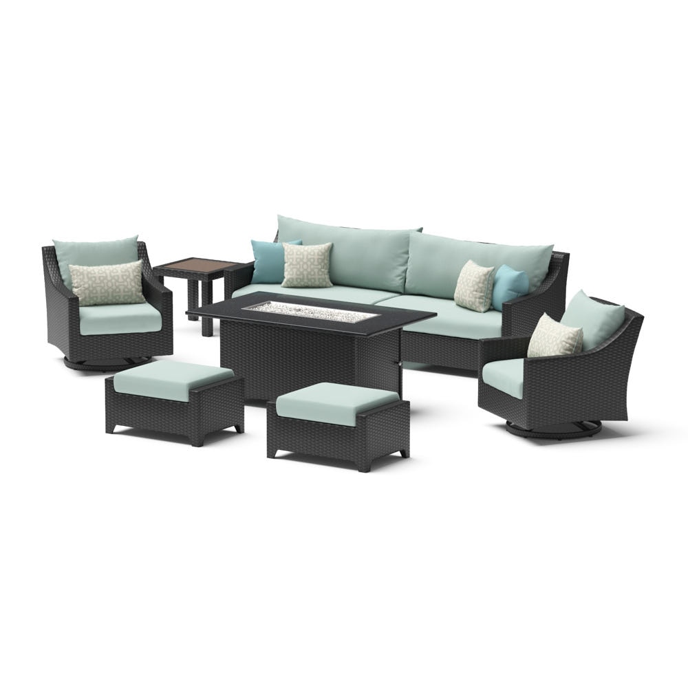 Deco 8 Piece Sunbrella® Outdoor Motion Fire Set - Spa Blue