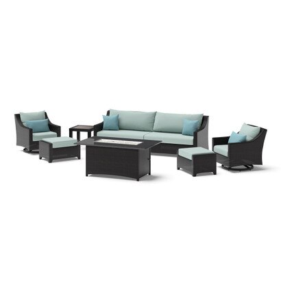 Deco™ 8 Piece Sunbrella Outdoor Motion Fire Set - Spa Blue