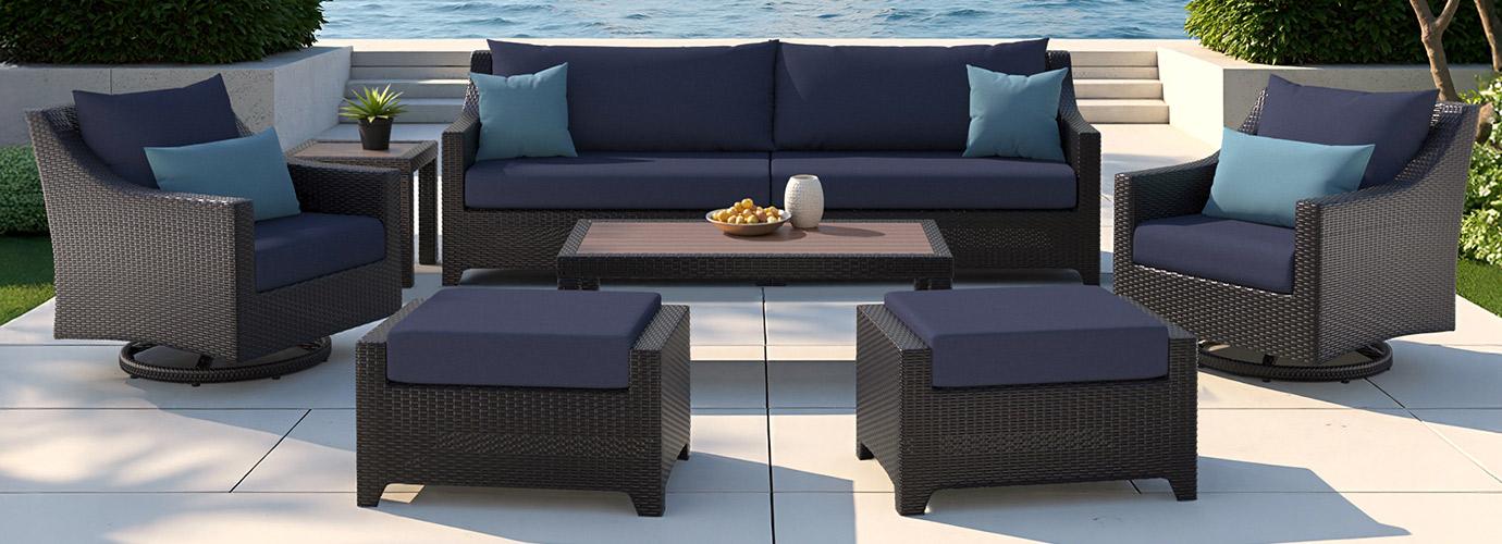 Deco™ 8 Piece Outdoor Sofa & Motion Club Chair Set - Olefin Blue