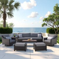 Deco™ 8 Piece Sunbrella® Outdoor Sofa & Motion Club Chair Set - Charcoal Gray