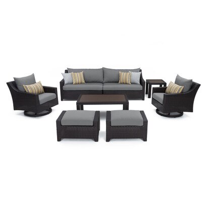 Deco™ 8 Piece Sunbrella® Outdoor Sofa & Motion Club Chair Set - Charcoal Gray