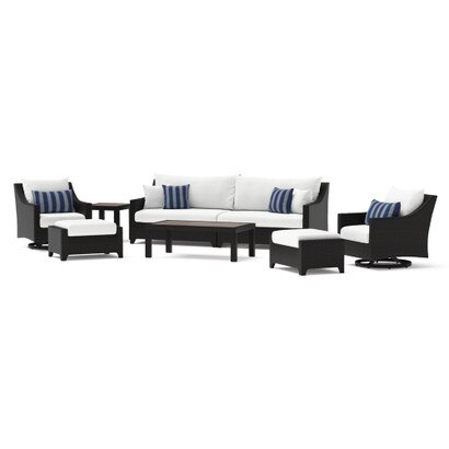 Deco™ 8 Piece Sunbrella® Outdoor Sofa & Motion Club Chair Set - Centered Ink