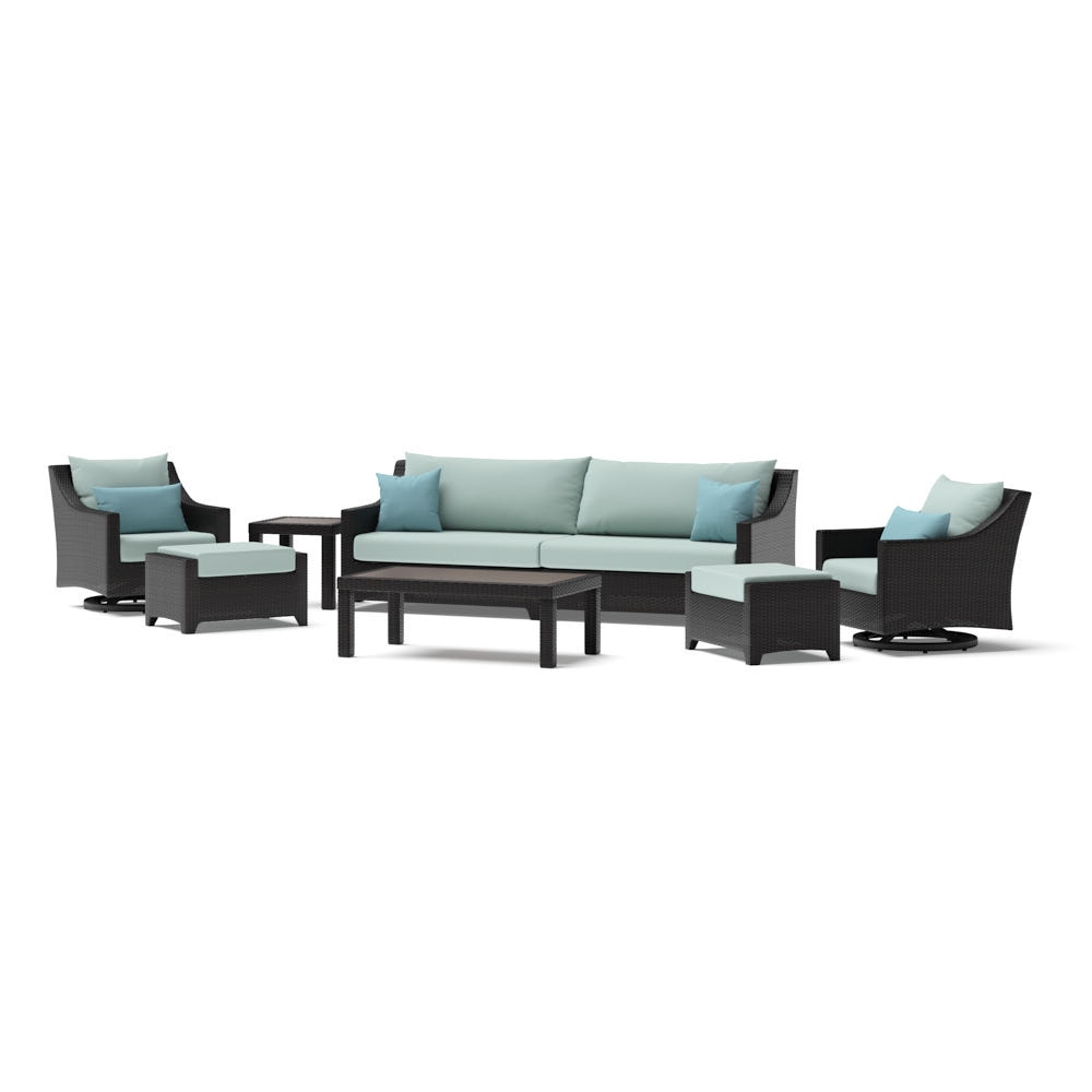 Deco™ 8 Piece Sunbrella® Outdoor Sofa & Motion Club Chair Set - Spa Blue